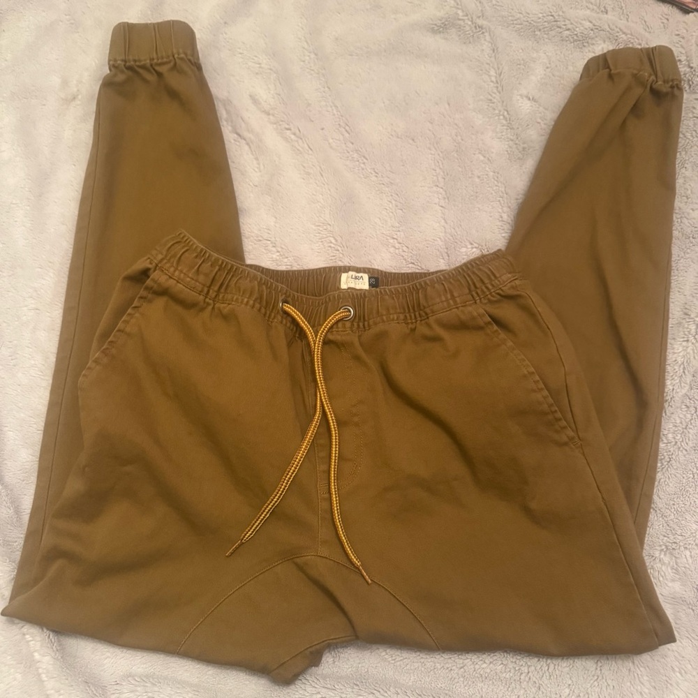 LIRA City Set Brown Jogger‎ Pants Size 28 Drawstring Elastic Cuff